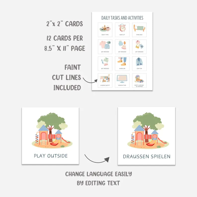 Daily Routine Cards for Kids - Editable Visual Schedule (Printable PDF)