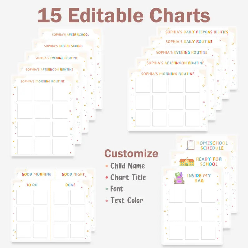 Daily Routine Cards for Kids - Editable Visual Schedule (Printable PDF)