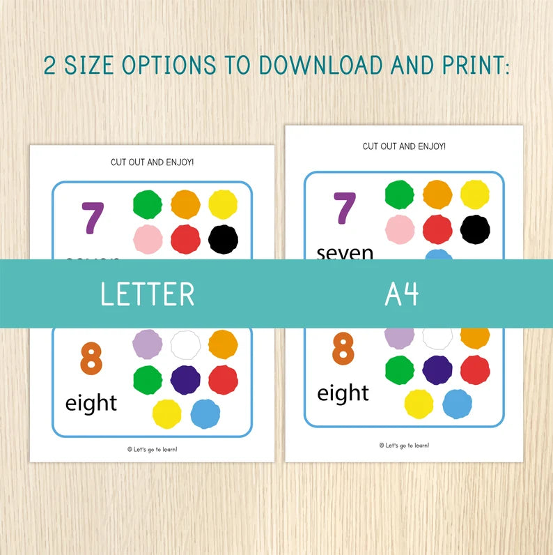 Counting and Color Activity With Pompoms, Numbers 1-10, Matching Colors, Toddler, Preschool Math, Fine Motor Skills, Educational Printable