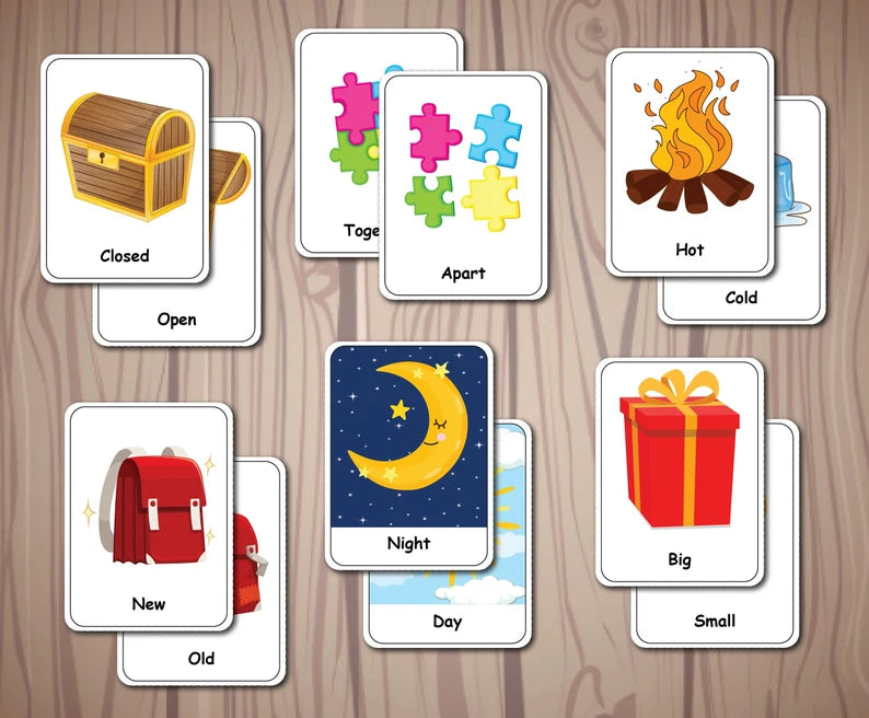 Opposites Matching Activity FlashCards, Printable Activity, Pairing Cards, Preschool Memory Game, First Grade, Special Education, Homeschool Resource