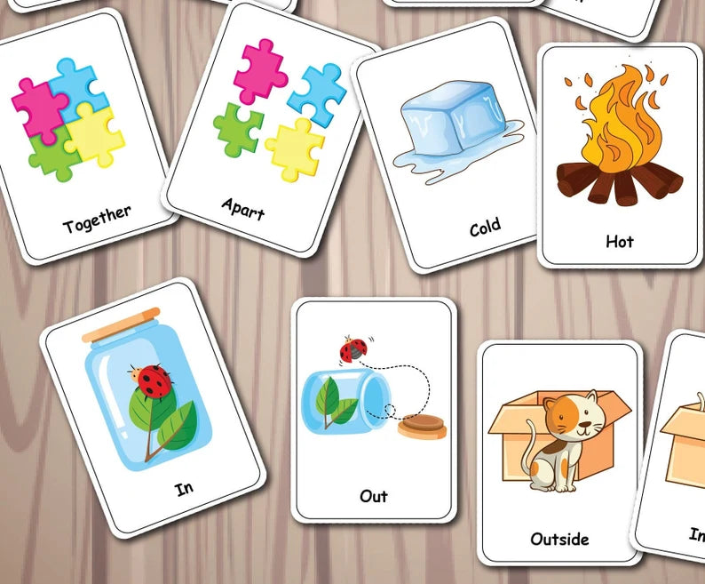 Opposites Matching Activity FlashCards, Printable Activity, Pairing Cards, Preschool Memory Game, First Grade, Special Education, Homeschool Resource
