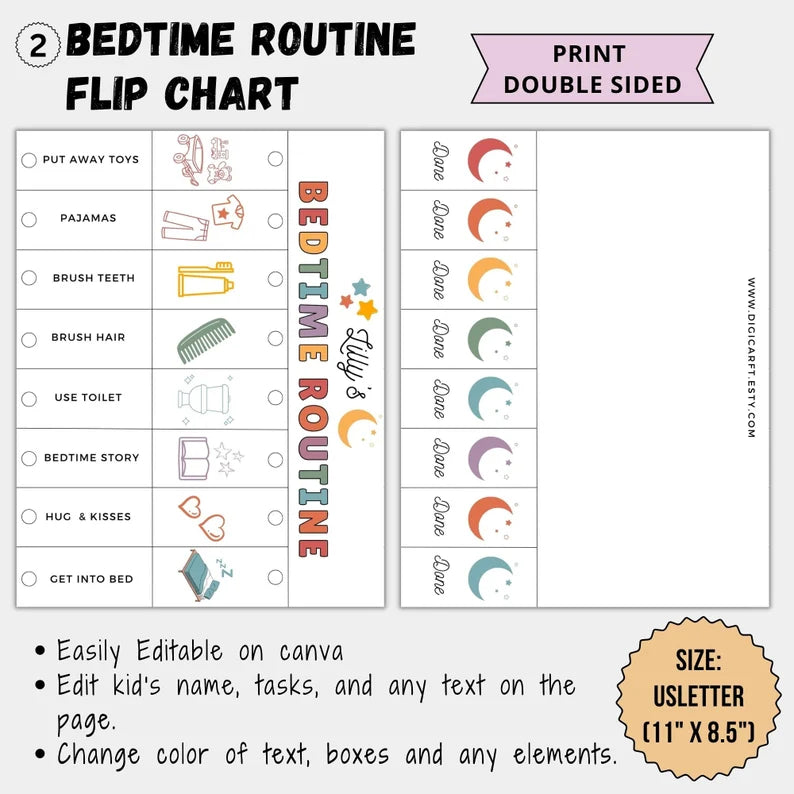 Kids Flip Routine Chart - Editable Visual Schedule (Digital Download)