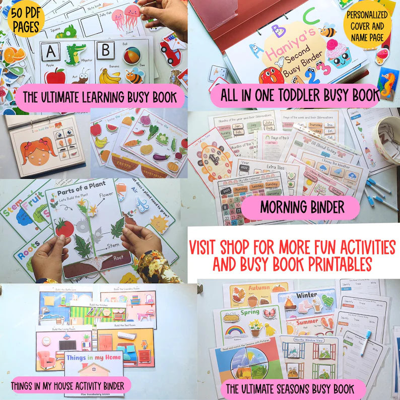 Editable Toddler Busy Book - Preschool Learning Binder (Printable PDF)