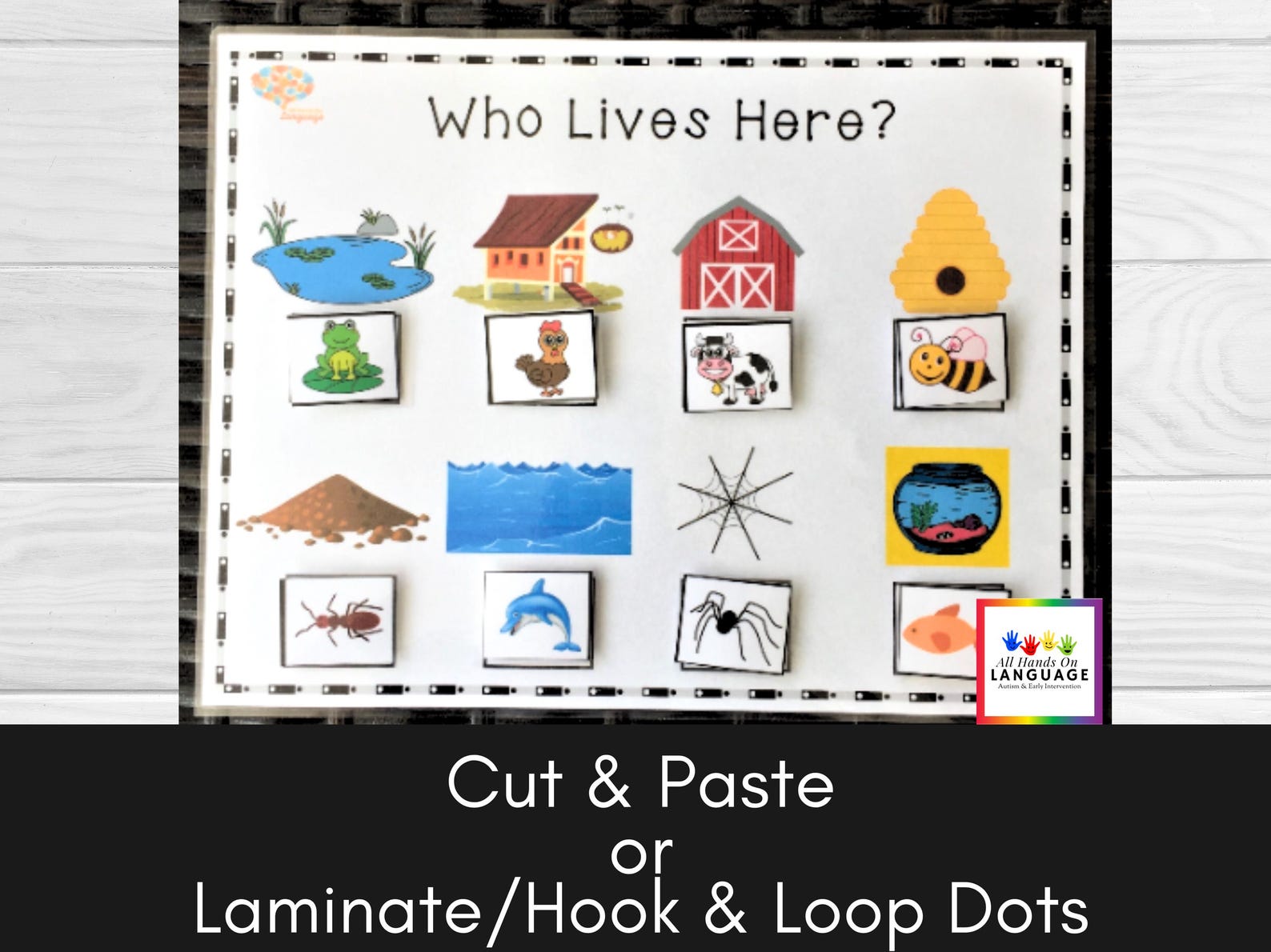 Animals and Homes Matching Activity, Who Lives Here? Associations, Speech Therapy, Autism PDF Printable