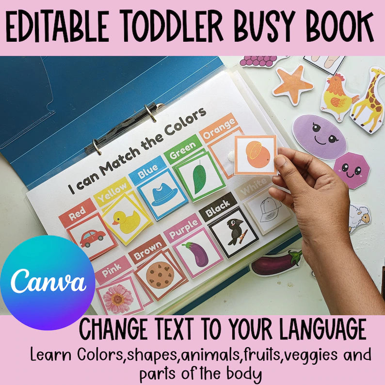 Editable Toddler Busy Book - Preschool Learning Binder (Printable PDF)