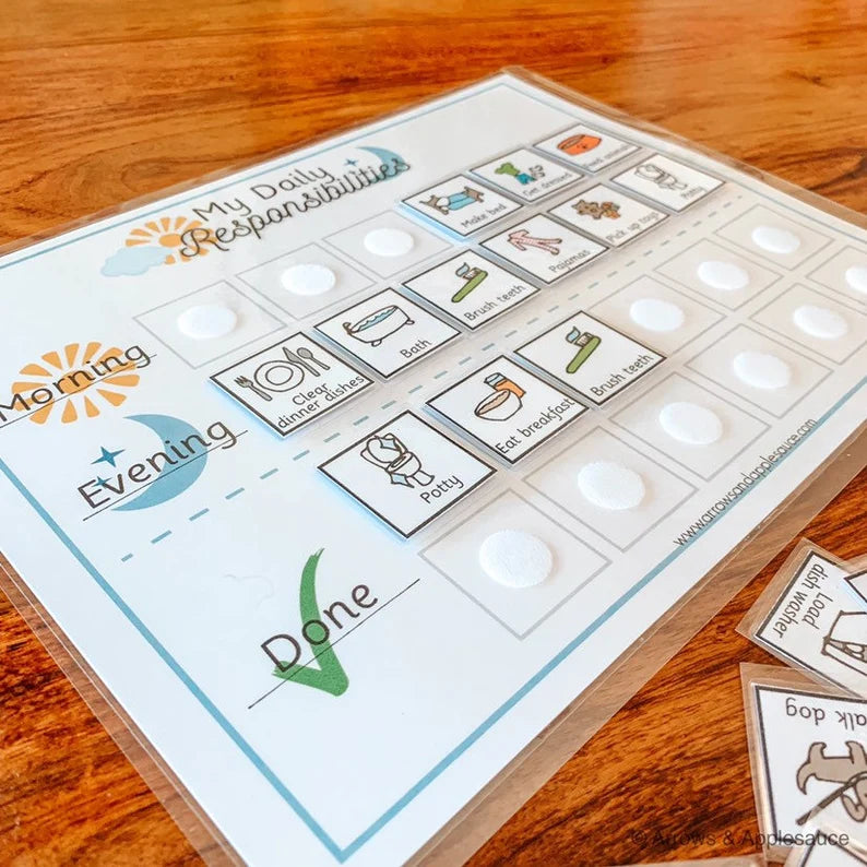 Kids Daily Responsibilities Chart - Visual Routine Cards (Printable PDF)