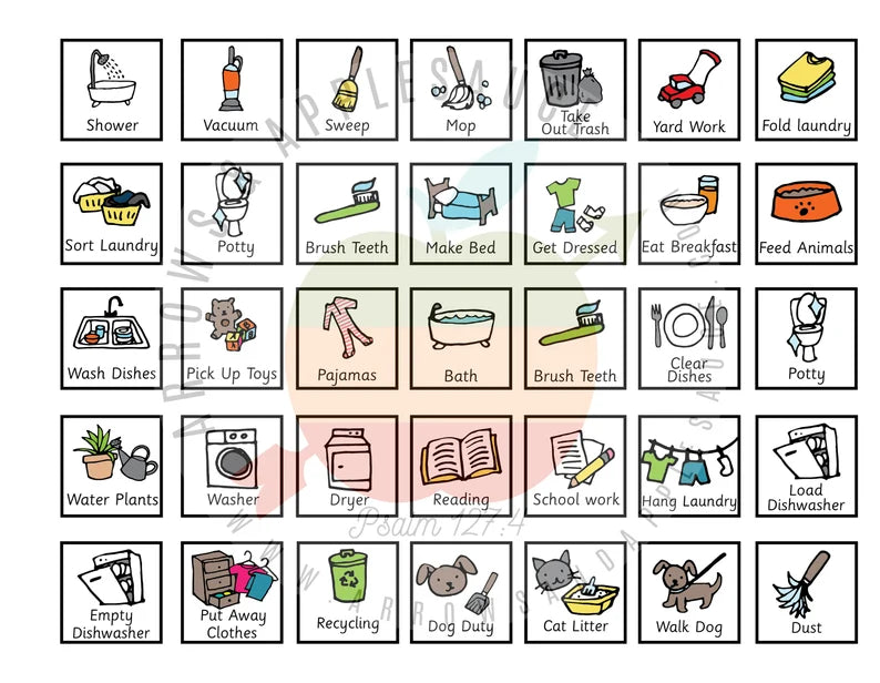 Kids Daily Responsibilities Chart - Visual Routine Cards (Printable PDF)